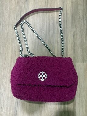 Tory Burch Plush Chain Crossbody Bag in Berry